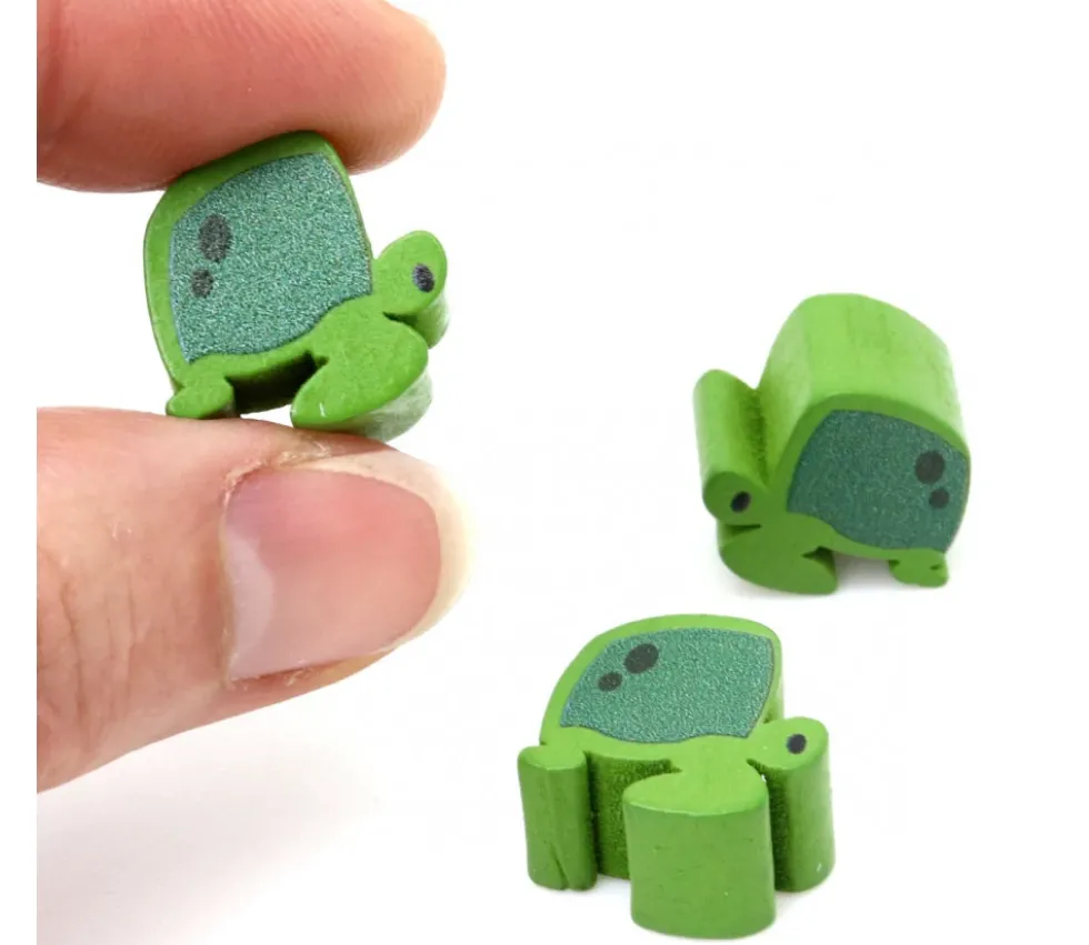 Pion de jeu tortue verte en bois 16 x 16 x 10 mm