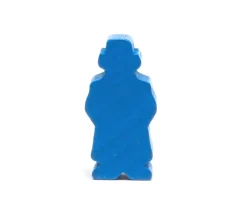Pion Détective bleu 28 x 15 mm - homme chapeau et manteau