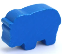 Pion hippopotame bleu en bois