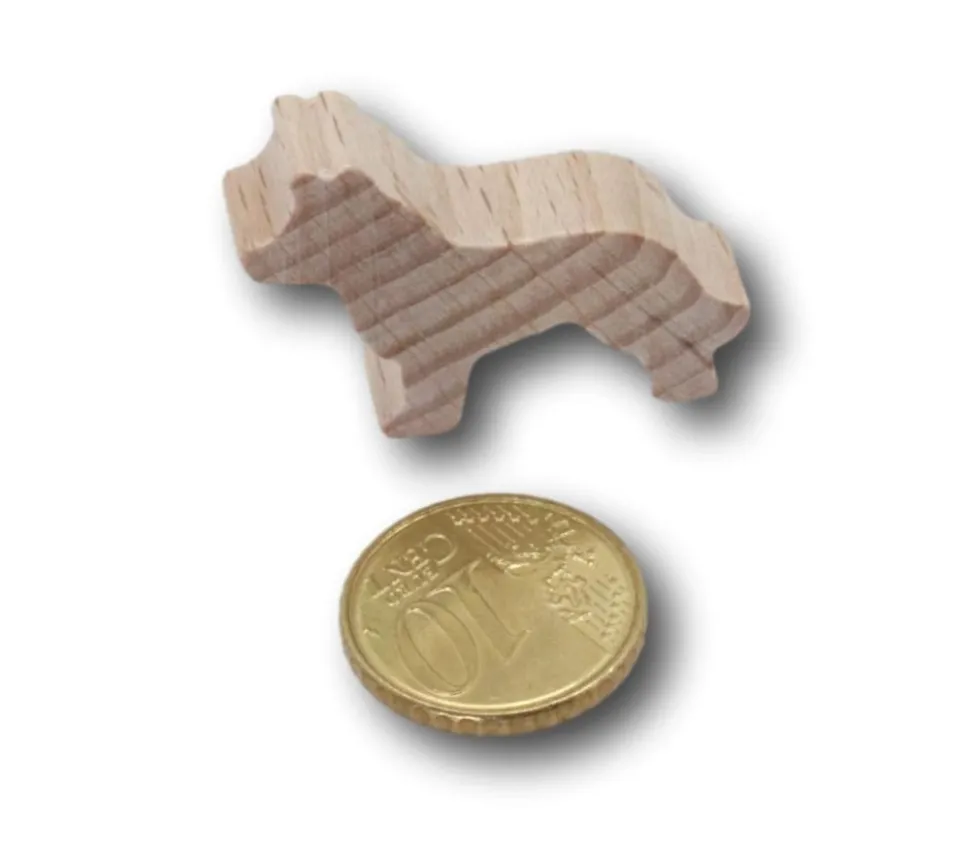 Pion loup / chien bois 34 x 25 x 8 mm