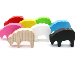 Pion mouton blanc 40x28x10 mm en bois pour jeu de société