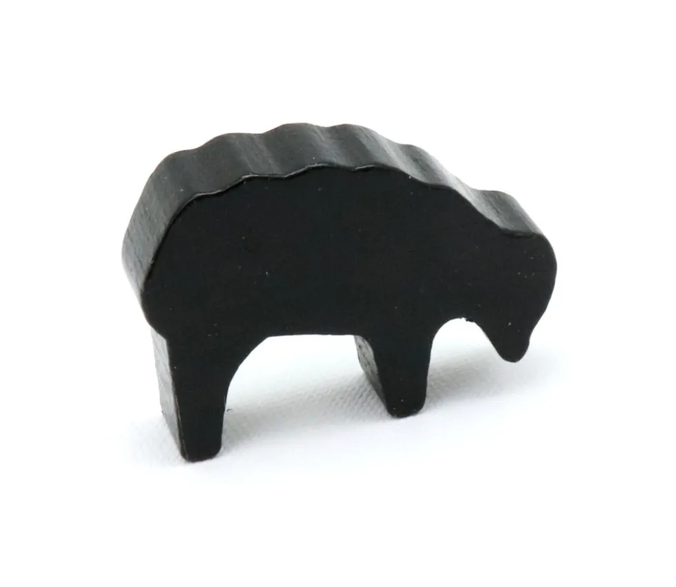 Pion mouton noir 40x28x10 mm en bois pour jeu de société