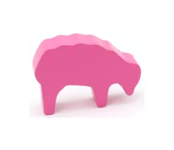Pion mouton rose 40x28x10 mm en bois pour jeu de société