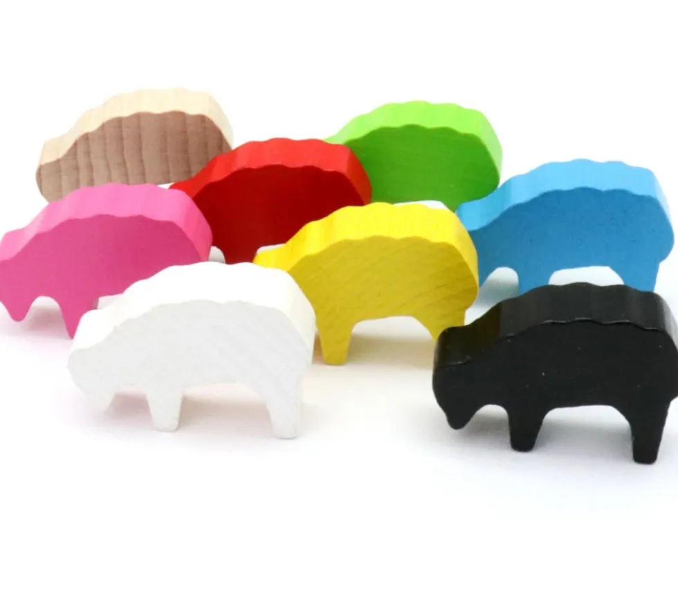 Pion mouton vert clair 40x28x10 mm en bois pour jeu de société
