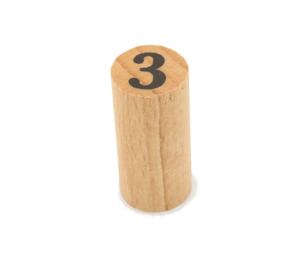 Pion numéro 3 - cylindre en bois 30 mm x 14 mm pour jeu à l'unité