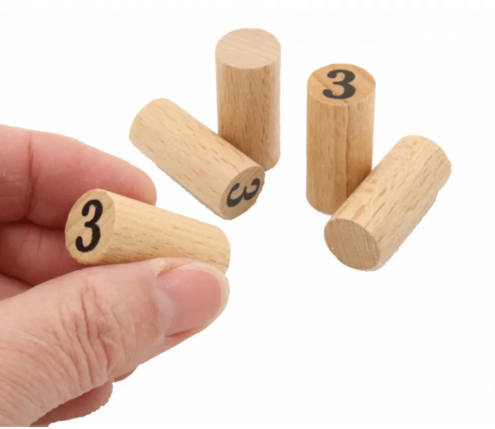 Pion numéro 3 - cylindre en bois 30 mm x 14 mm pour jeu à l'unité