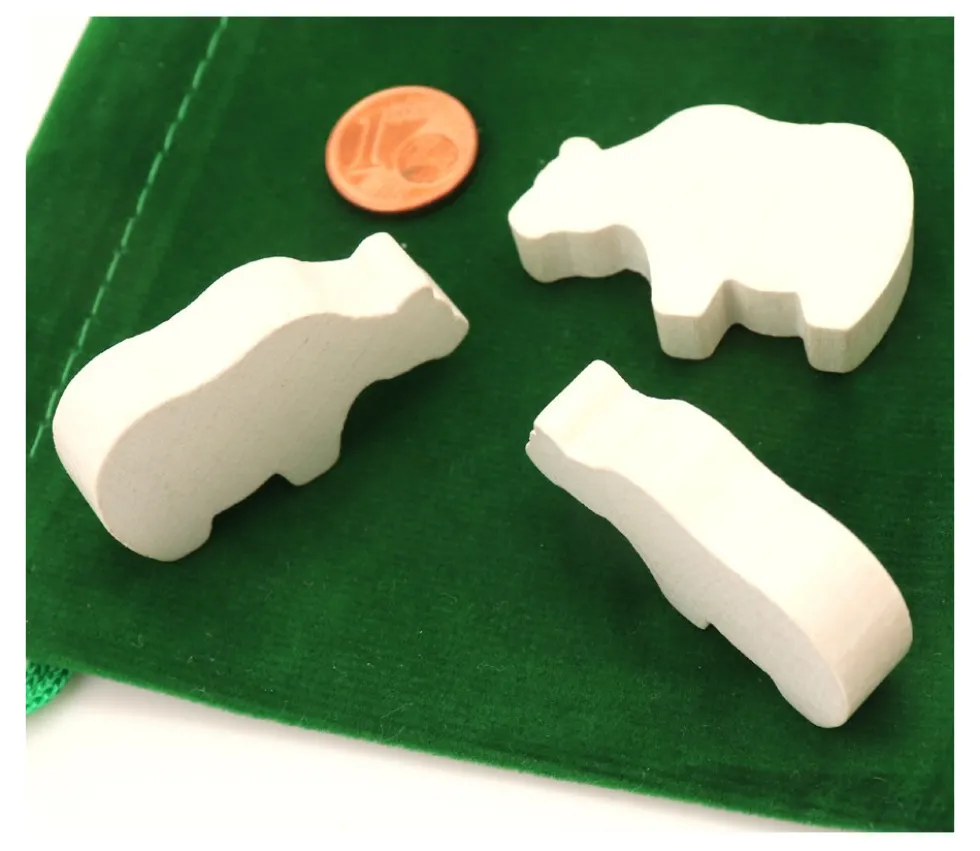 Pion ours blanc en bois pour jeu grizzli polaire