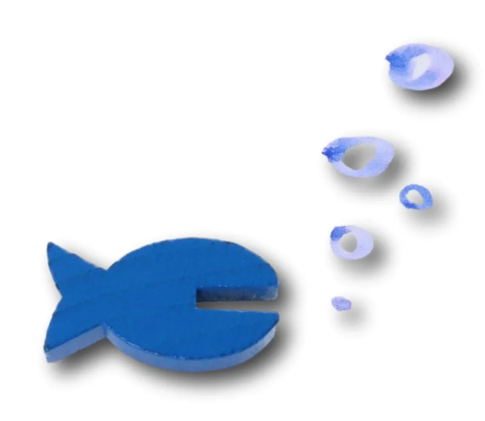 Pion poisson en bois marqueur 28 x 15 x 9 mm (Icecool)