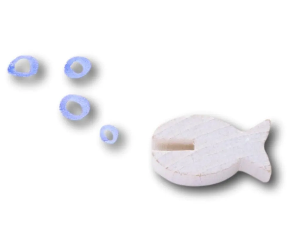 Pion poisson en bois marqueur 28 x 15 x 9 mm (Icecool)