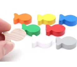 Pion poisson gris en bois 24 x 13 mm pour jeu