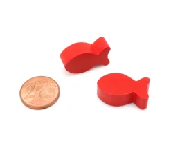 Pion poisson rouge en bois 24 x 13 x 8 mm pour jeu