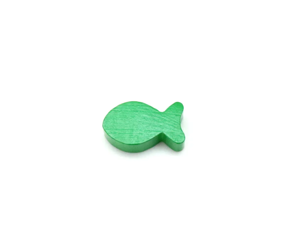Pion poisson vert en bois 24 x 13 x 8 mm pour jeu