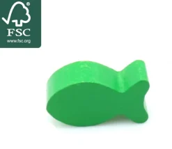 Pion poisson vert en bois 24 x 13 x 8 mm pour jeu