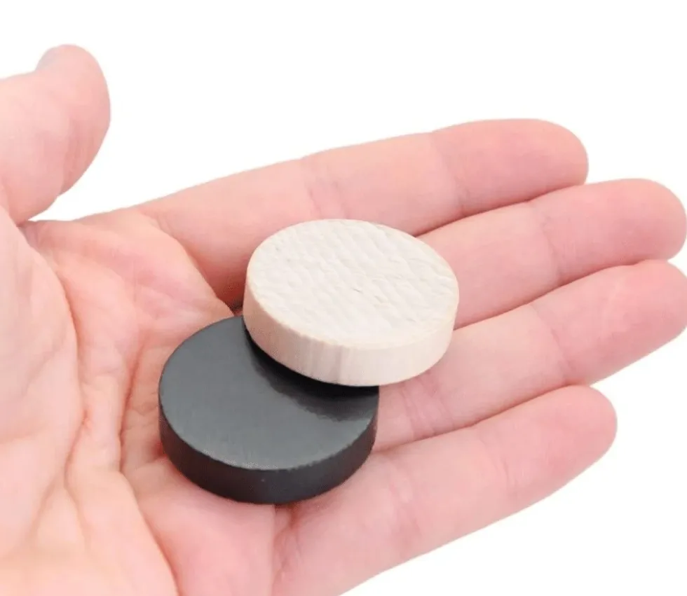 40 Pions bois dames noir naturel 3 cm