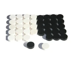 40 Pions bois pour jeu de dames 21 mm noir et blanc