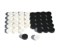 40 Pions bois pour jeu de dames 25 mm noir et blanc