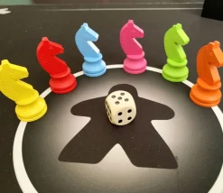 6 Pions chevaux en bois 5 cm multicolores