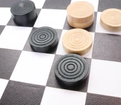 40 Pions en bois pour jeu de dames 3.5 cm moulurés dans coffret bois