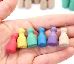 60 pions en bois re-wood (10 x 6 couleurs)