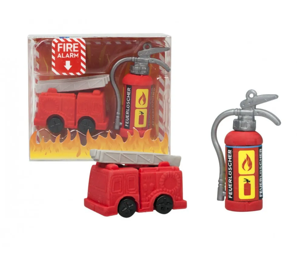 Pions Gommes : 1 camion de pompier et 1 extincteur