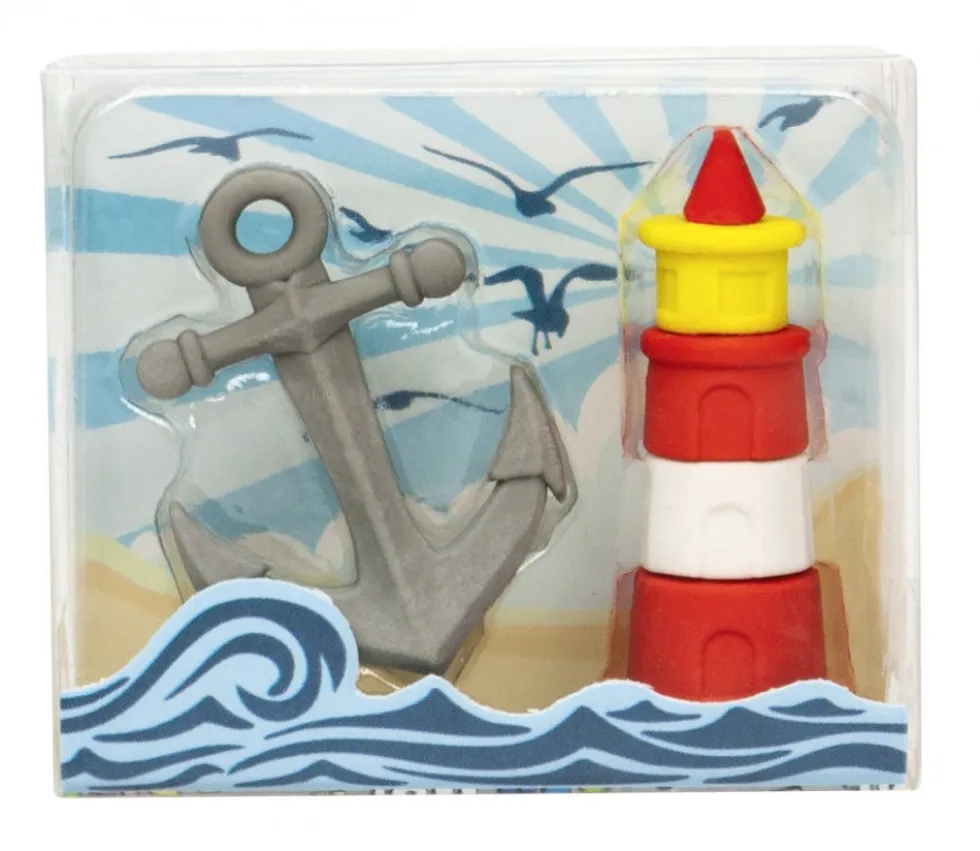 2 pions gommes MER : 1 phare et 1 ancre marine