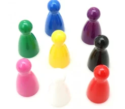 8 pions joueurs plastiques pour jeux 24 x 12 mm - mini quilles multicolores