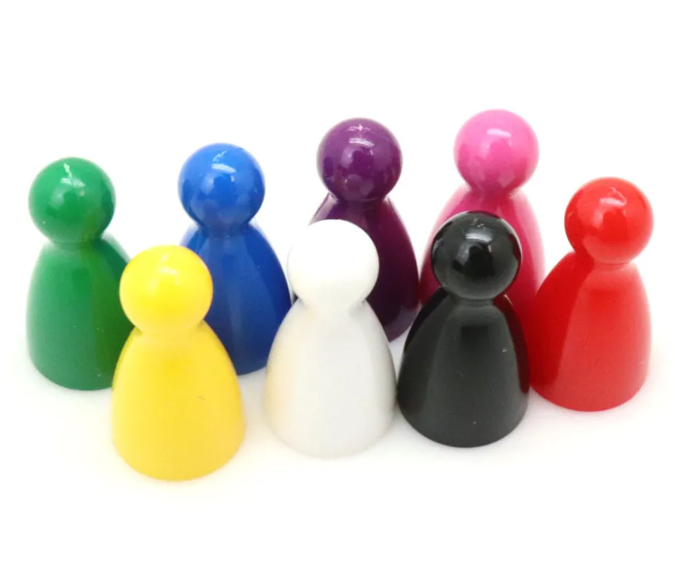 8 pions joueurs plastiques pour jeux 24 x 12 mm - mini quilles multicolores