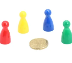 16 pions joueurs 24 x 12 mm en plastique pour jeux - mini quilles multicolores