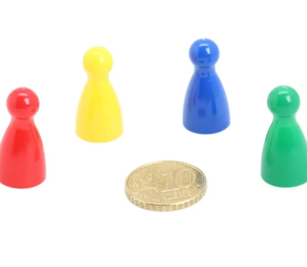 16 pions joueurs 24 x 12 mm en plastique pour jeux - mini quilles multicolores