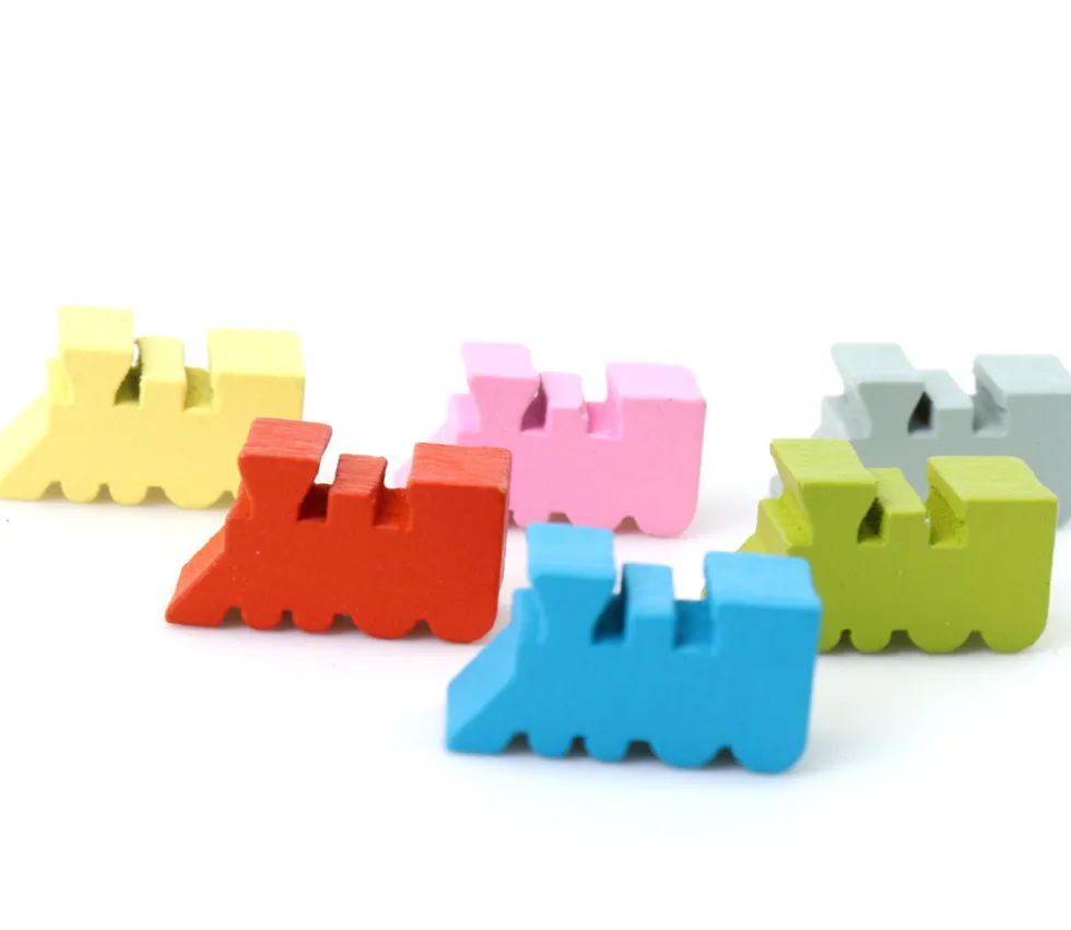 6 pions locomotives train en bois 1.8 x 1 cm