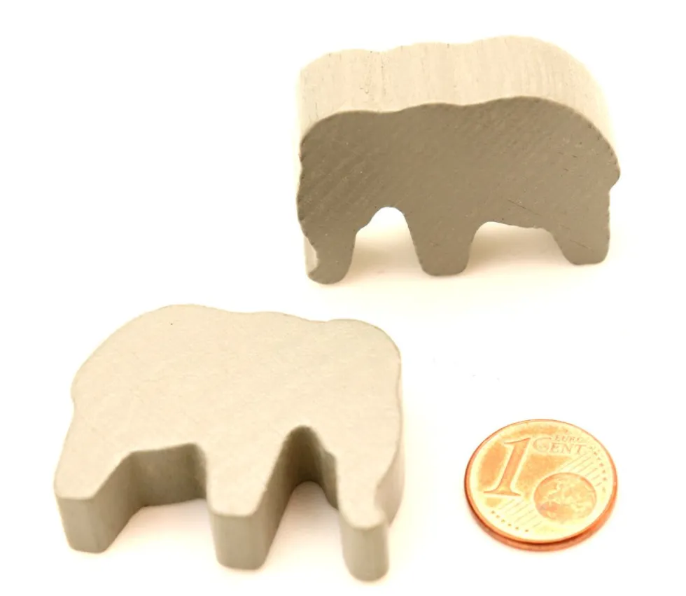 6 Pions éléphants colorés en bois 37 x 28 x 10 mm