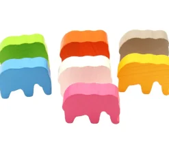 6 Pions éléphants colorés en bois 37 x 28 x 10 mm