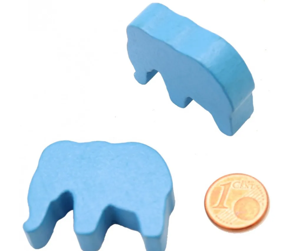 6 Pions éléphants colorés en bois 37 x 28 x 10 mm