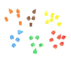 10 Pions maisons toits pointus 20x13x10 mm lot par couleur