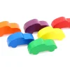6 Pions multicolores voitures colorées en bois pour jeu 25 x 11 x 8 mm