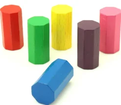 6 Pions octogones 15 x 30 mm en bois pour jeu multicolores