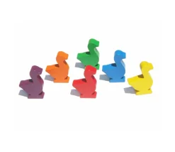6 pions oie PM en bois multicolores pour jeu de l'oie 3.5 cm