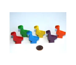 6 pions oie PM en bois multicolores pour jeu de l'oie 3.5 cm
