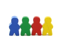 4 Pions personnage en bois bonhomme meeple lot de 4 pions garçons multicolores