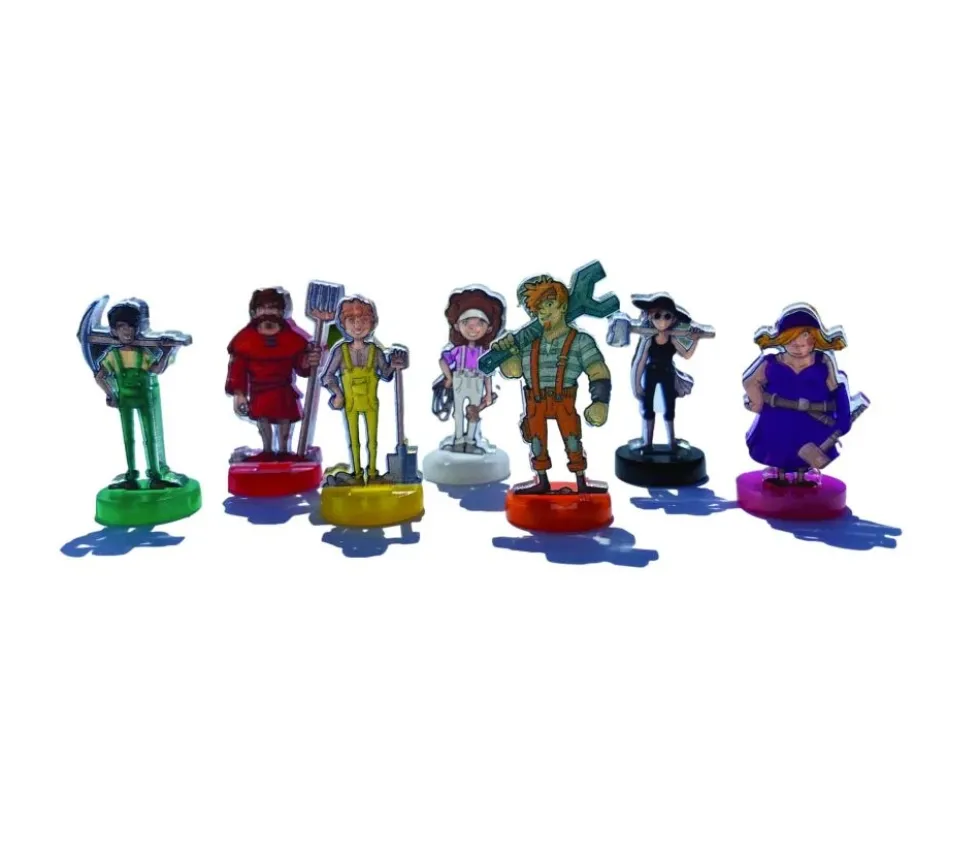 14 Pions personnages bricoleurs 30 x 17 mm