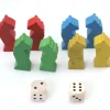 8 pions petits chevaux dada bois 4.5 cm + 2 dés