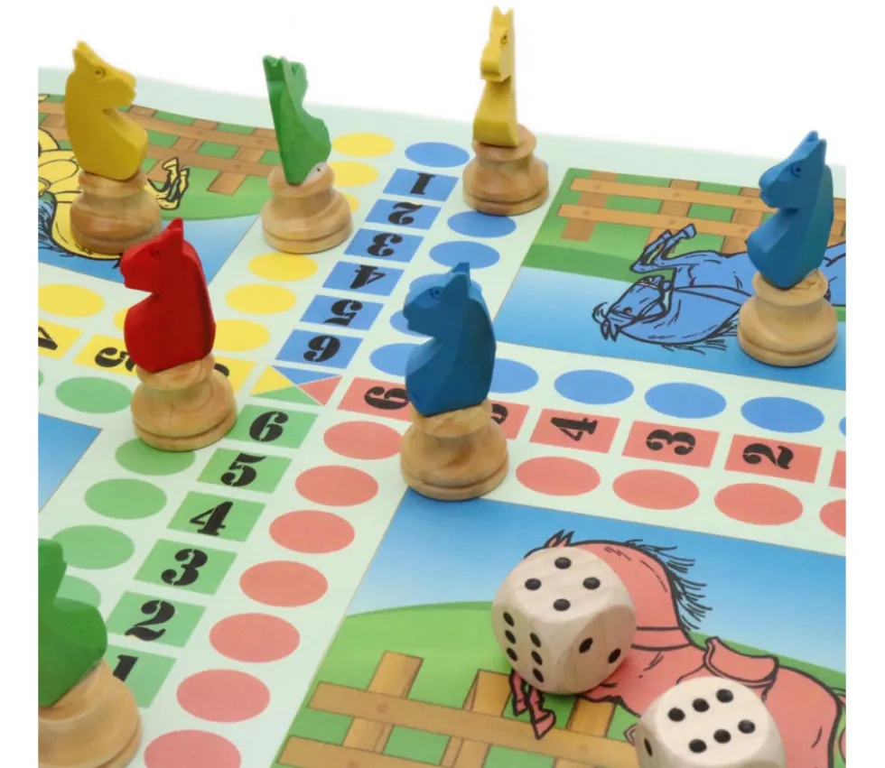 8 pions petits chevaux dada buis 3D et 2 dés
