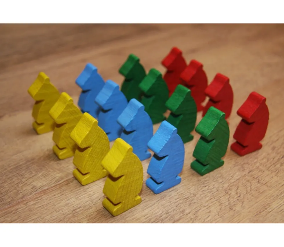 16 pions petits chevaux en bois fabrication française