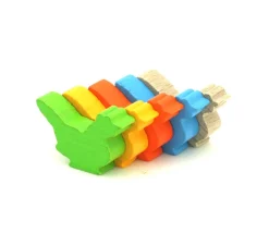 5 Pions poules multicolores en bois 30 x 19 x 8 mm