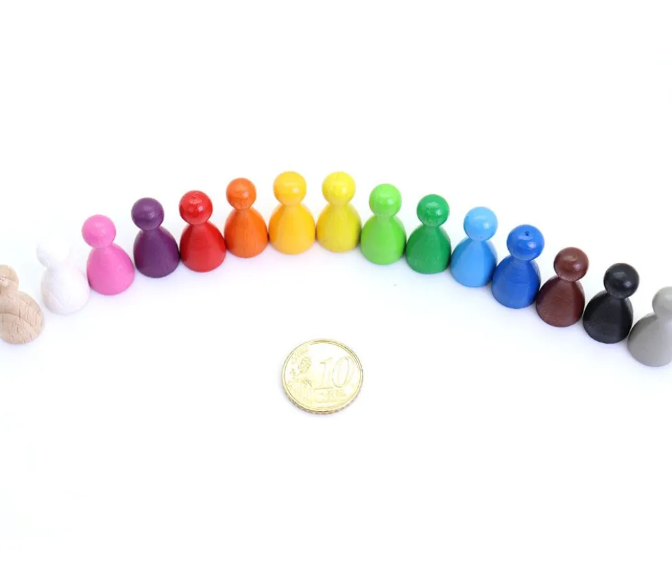 15 Pions Small multicolores en bois pour jeux (15 couleurs)