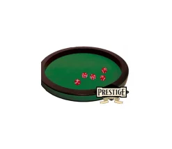Piste de dés PRESTIGE 36 cm verte et noire tour cuir avec 5 dés