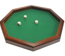 Piste à dés bois octogonale 38 cm - fabrication France