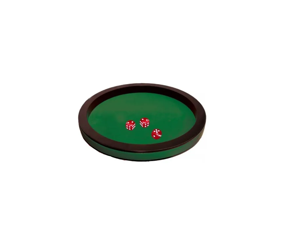 Piste dés 30 cm prestige verte tour cuir avec 3 dés