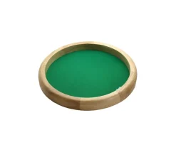 Piste dés en bois ronde 40 cm avec 5 dés bois