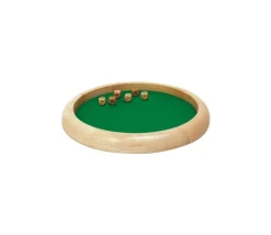 Piste dés en bois ronde de 30 cm avec 6 dés bois